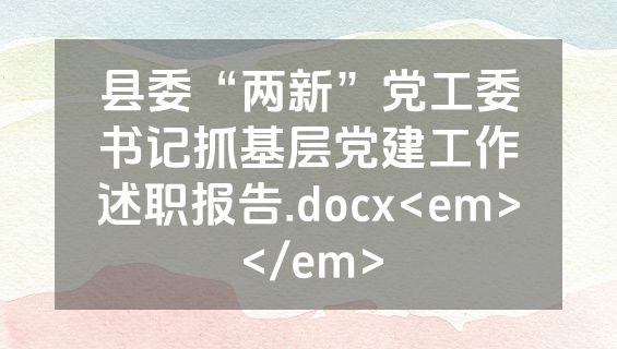 县委“两新”党工委书记抓基层党建工作述职报告.docx<em></em>
