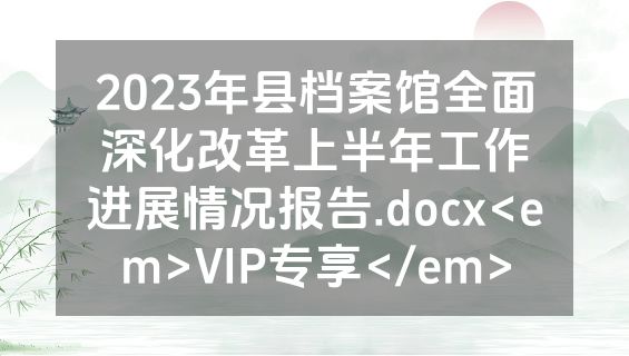2023年县档案馆全面深化改革上半年工作进展情况报告.docx<em>VIP专享</em>