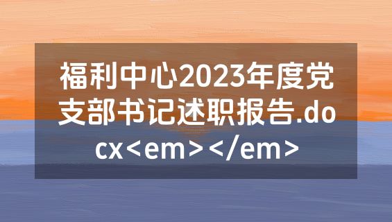 福利中心2023年度党支部书记述职报告.docx<em></em>