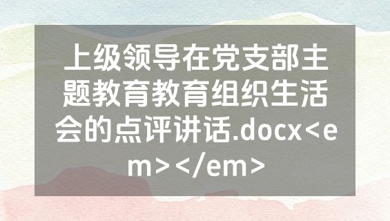 上级领导在党支部主题教育教育组织生活会的点评讲话.docx<em></em>
