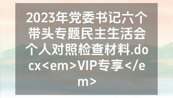 2023年党委书记六个带头专题民主生活会个人对照检查材料.docx<em>VIP专享</em>