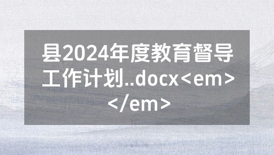 县2024年度教育督导工作计划..docx<em></em>
