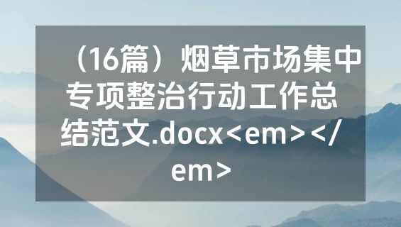 （16篇）烟草市场集中专项整治行动工作总结范文.docx<em></em>