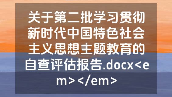 关于第二批学习贯彻新时代中国特色社会主义思想主题教育的自查评估报告.docx<em></em>