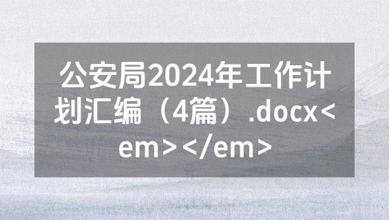 公安局2024年工作计划汇编（4篇）.docx<em></em>