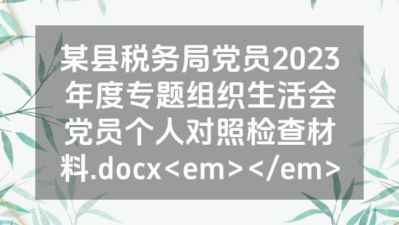 某县税务局党员2023年度专题组织生活会党员个人对照检查材料.docx<em></em>