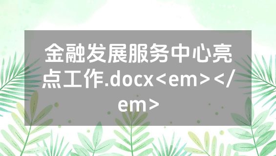 金融发展服务中心亮点工作.docx<em></em>