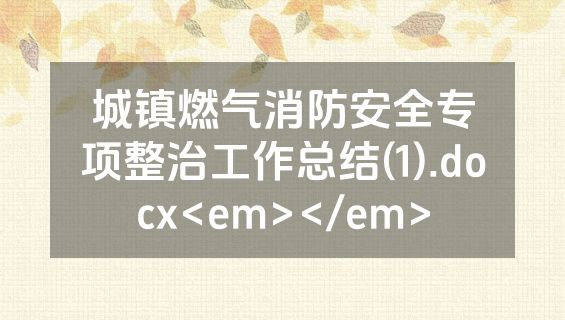 城镇燃气消防安全专项整治工作总结(1).docx<em></em>