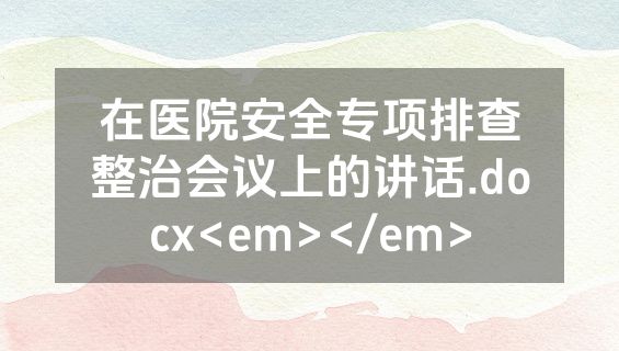 在医院安全专项排查整治会议上的讲话.docx<em></em>