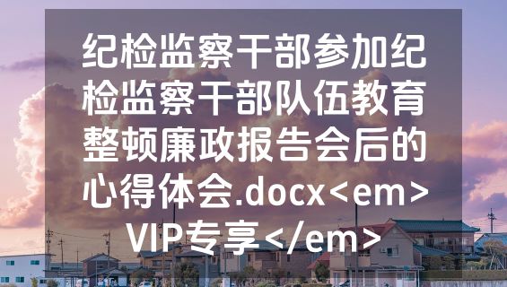 纪检监察干部参加纪检监察干部队伍教育整顿廉政报告会后的心得体会.docx<em>VIP专享</em>