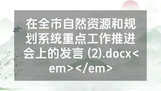 在全市自然资源和规划系统重点工作推进会上的发言 (2).docx<em></em>