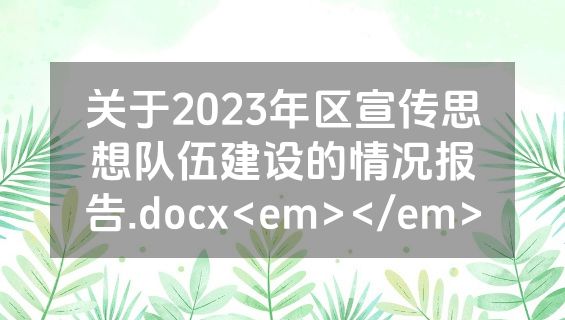 关于2023年区宣传思想队伍建设的情况报告.docx<em></em>