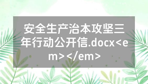 安全生产治本攻坚三年行动公开信.docx<em></em>