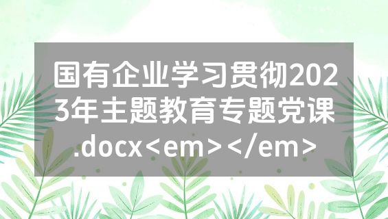 国有企业学习贯彻2023年主题教育专题党课.docx<em></em>