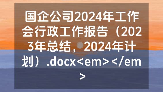 国企公司2024年工作会行政工作报告（2023年总结，2024年计划）.docx<em></em>