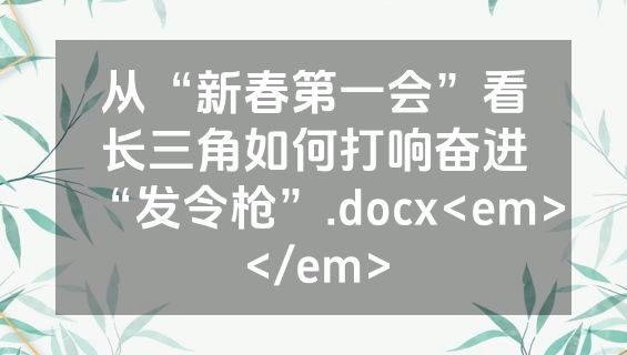 从“新春第一会”看长三角如何打响奋进“发令枪”.docx<em></em>