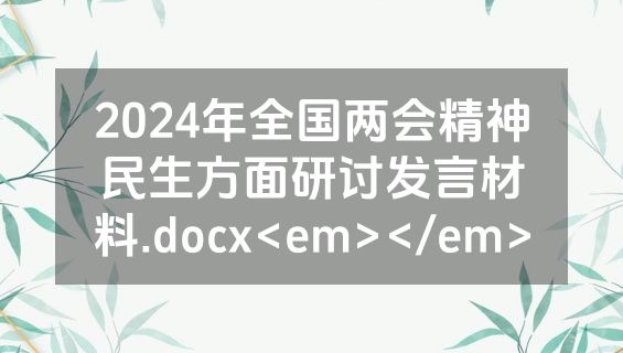 2024年全国两会精神民生方面研讨发言材料.docx<em></em>