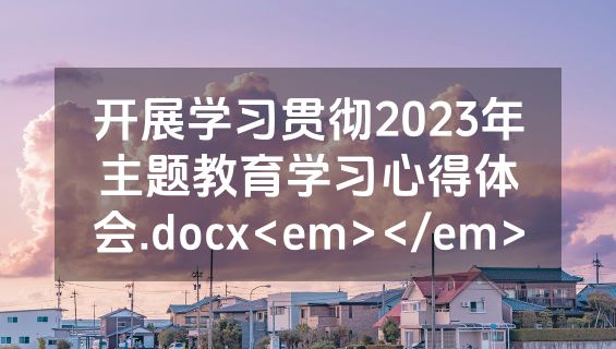 开展学习贯彻2023年主题教育学习心得体会.docx<em></em>