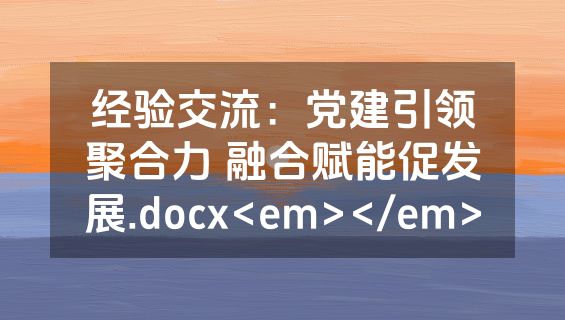 经验交流：党建引领聚合力 融合赋能促发展.docx<em></em>