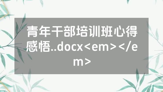 青年干部培训班心得感悟..docx<em></em>