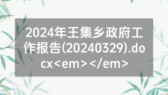 2024年王集乡政府工作报告(20240329).docx<em></em>