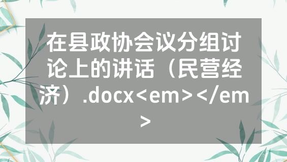 在县政协会议分组讨论上的讲话（民营经济）.docx<em></em>