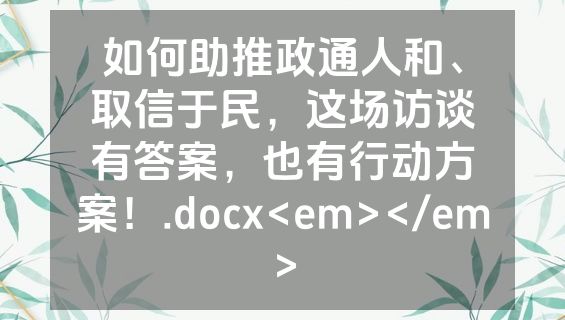 如何助推政通人和、取信于民，这场访谈有答案，也有行动方案！.docx<em></em>