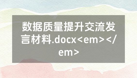 数据质量提升交流发言材料.docx<em></em>