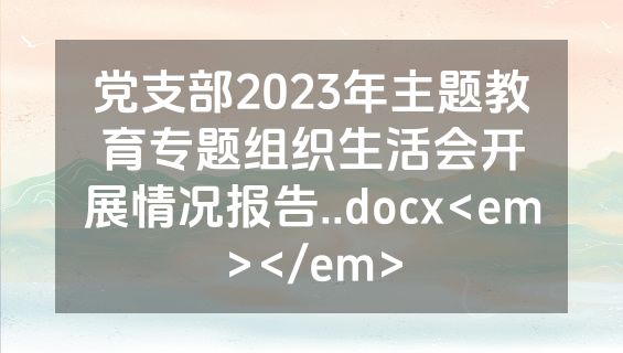 党支部2023年主题教育专题组织生活会开展情况报告..docx<em></em>