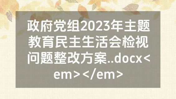 政府党组2023年主题教育民主生活会检视问题整改方案..docx<em></em>