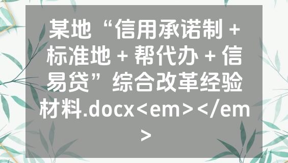 某地“信用承诺制＋标准地＋帮代办＋信易贷”综合改革经验材料.docx<em></em>