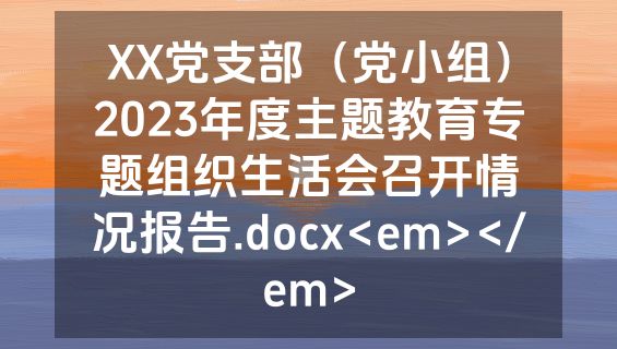 XX党支部（党小组）2023年度主题教育专题组织生活会召开情况报告.docx<em></em>