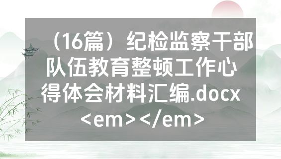 （16篇）纪检监察干部队伍教育整顿工作心得体会材料汇编.docx<em></em>