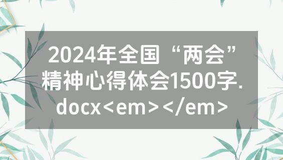 2024年全国“两会”精神心得体会1500字.docx<em></em>