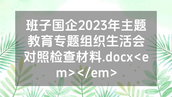 班子国企2023年主题教育专题组织生活会对照检查材料.docx<em></em>