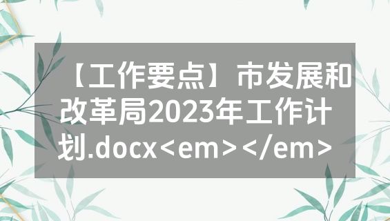 【工作要点】市发展和改革局2023年工作计划.docx<em></em>