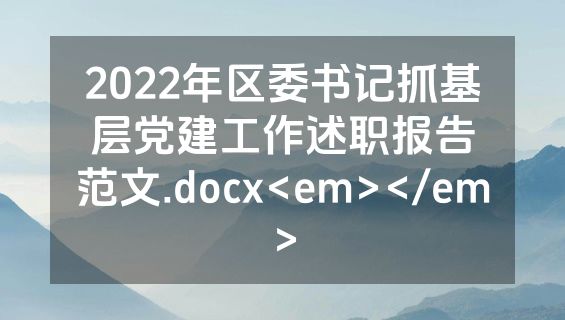 2022年区委书记抓基层党建工作述职报告范文.docx<em></em>
