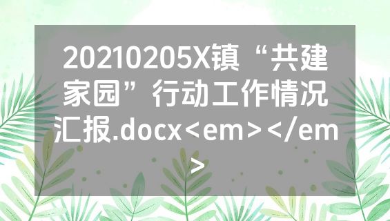 20210205X镇“共建家园”行动工作情况汇报.docx<em></em>