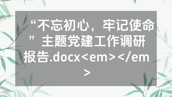 “不忘初心，牢记使命”主题党建工作调研报告.docx<em></em>