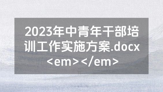 2023年中青年干部培训工作实施方案.docx<em></em>