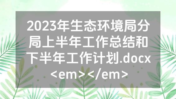 2023年生态环境局分局上半年工作总结和下半年工作计划.docx<em></em>