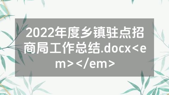 2022年度乡镇驻点招商局工作总结.docx<em></em>