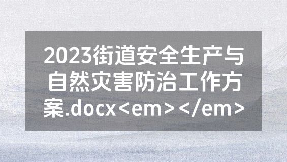 2023街道安全生产与自然灾害防治工作方案.docx<em></em>