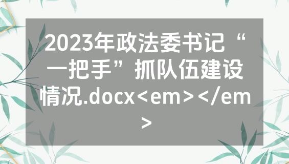 2023年政法委书记“一把手”抓队伍建设情况.docx<em></em>