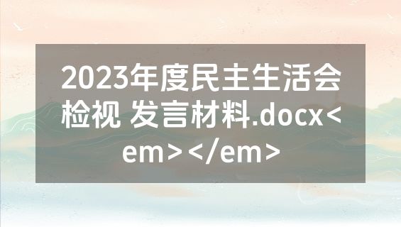 2023年度民主生活会检视 发言材料.docx<em></em>