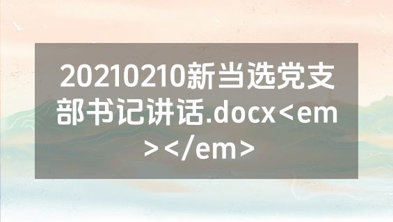 20210210新当选党支部书记讲话.docx<em></em>