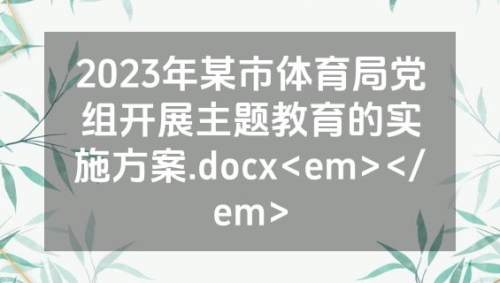 2023年某市体育局党组开展主题教育的实施方案.docx<em></em>