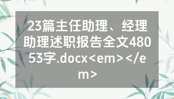 23篇主任助理、经理助理述职报告全文48053字.docx<em></em>
