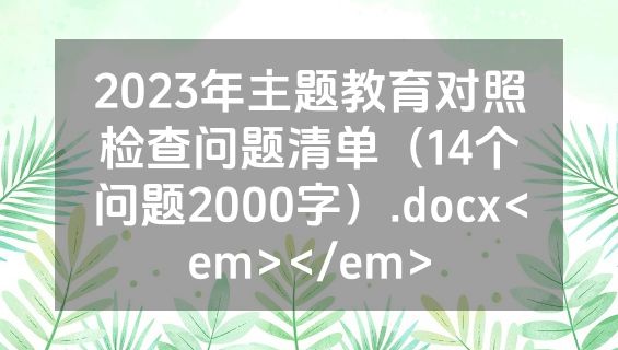2023年主题教育对照检查问题清单（14个问题2000字）.docx<em></em>