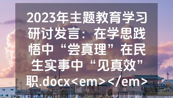 2023年主题教育学习研讨发言：在学思践悟中“尝真理”在民生实事中“见真效”职.docx<em></em>